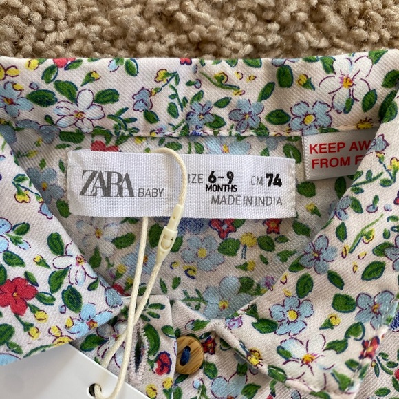 NWT Zara Baby Floral Button-Up Blouse Top - Easter Dress size 6-9 mo - Picture 2 of 9